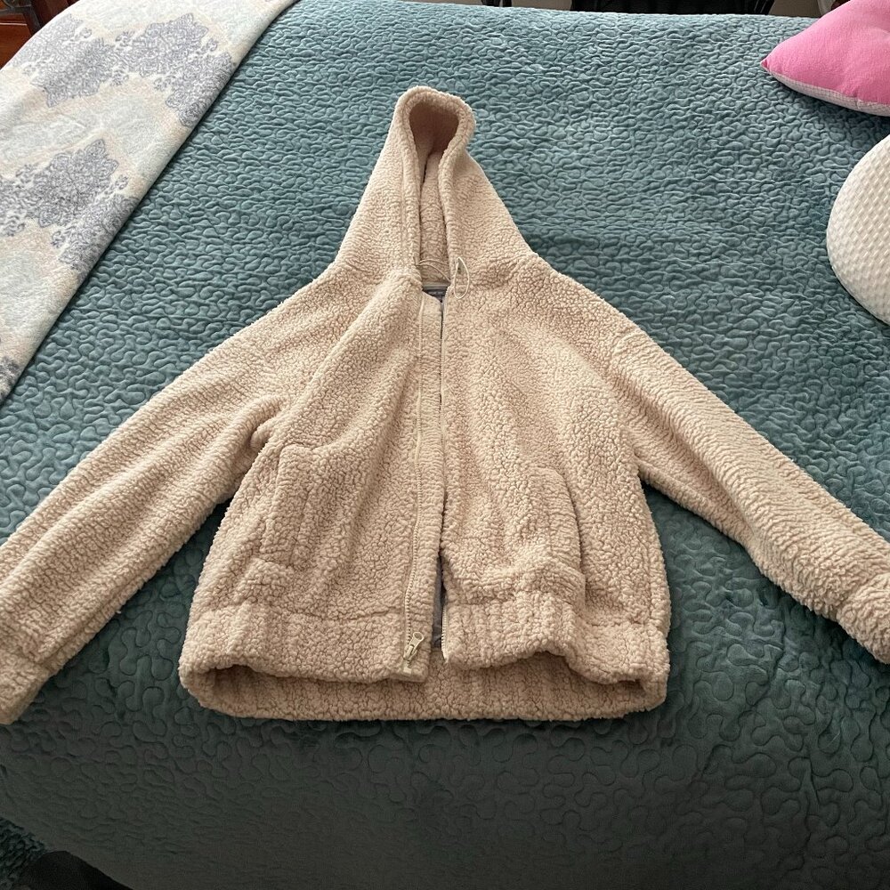 Aerie Sherpa/Teddy Zip Up Jacket - Size XS